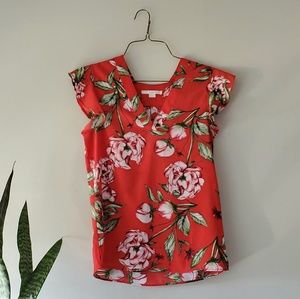 Red Floral Top